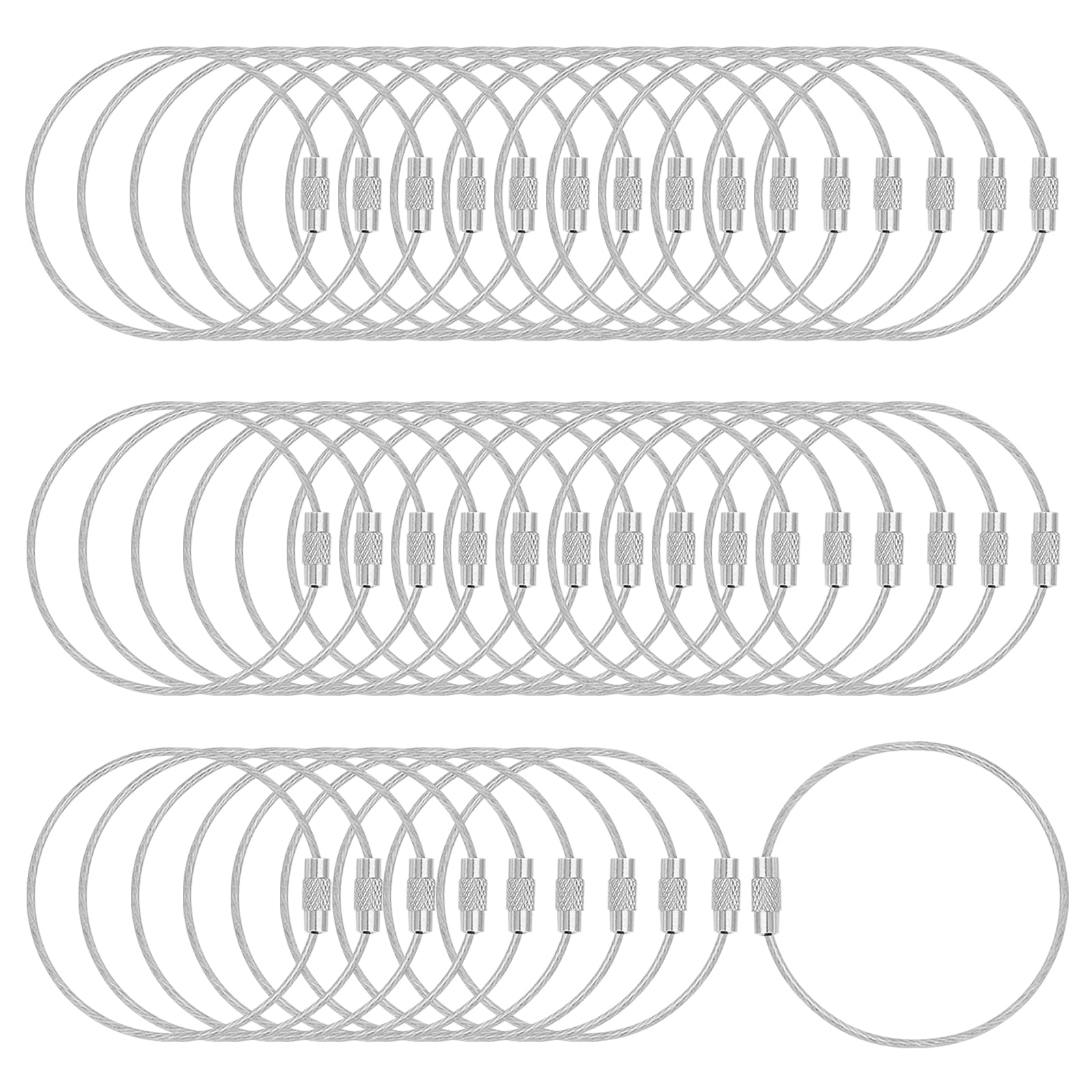 50-Pack Silvery Wire Keychain & Luggage Tags for Travel & Organization