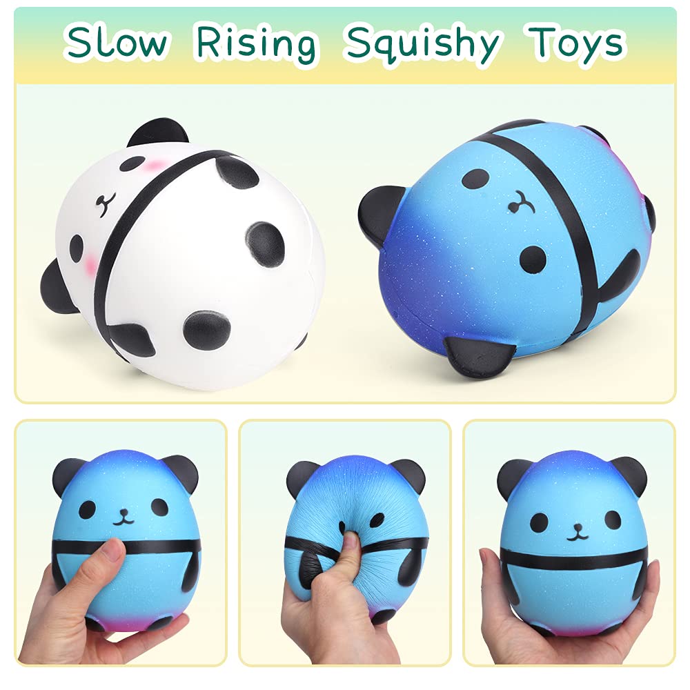 Jumbo Squishy Panda Egg Fidget Toys - Galaxy Panda Slow Rising Stress Relief Scented Mochi Squishies, Soft Pop Doll for Kids & Adults, Perfect for Christmas Gifts, Party Favors, Classroom Prizes, and Sensory Play