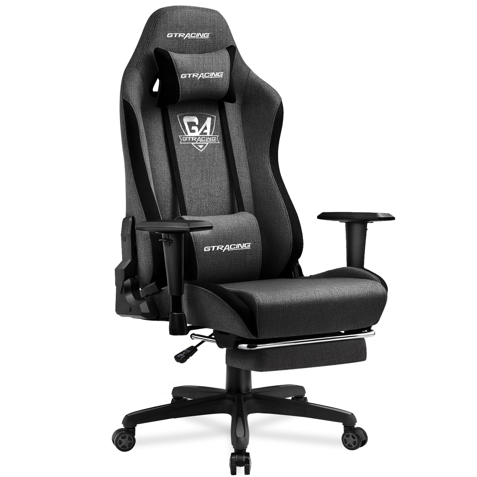 GTRACING Ergonomic Gaming Chair with Footrest - Breathable Fabric Big & Tall Computer Chair, 350 lbs Weight Capacity, Adjustable Lumbar Support & Recliner - High Back Office Game Chair for PC & Console Gaming (Dark Gray) - Perfect for Long Gaming Sessions, Work from Home & Esports Tournaments