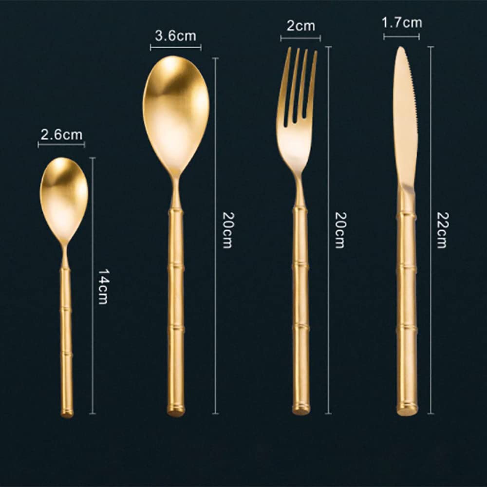 24-Piece Matte Gold Silverware Set - 304 Stainless Steel Flatware Set with Knives, Spoons & Forks - Elegant Modern Cutlery for Wedding, Party & Everyday Dining - Dishwasher Safe Kitchen Utensils - Perfect for Home Entertaining & Restaurant Use