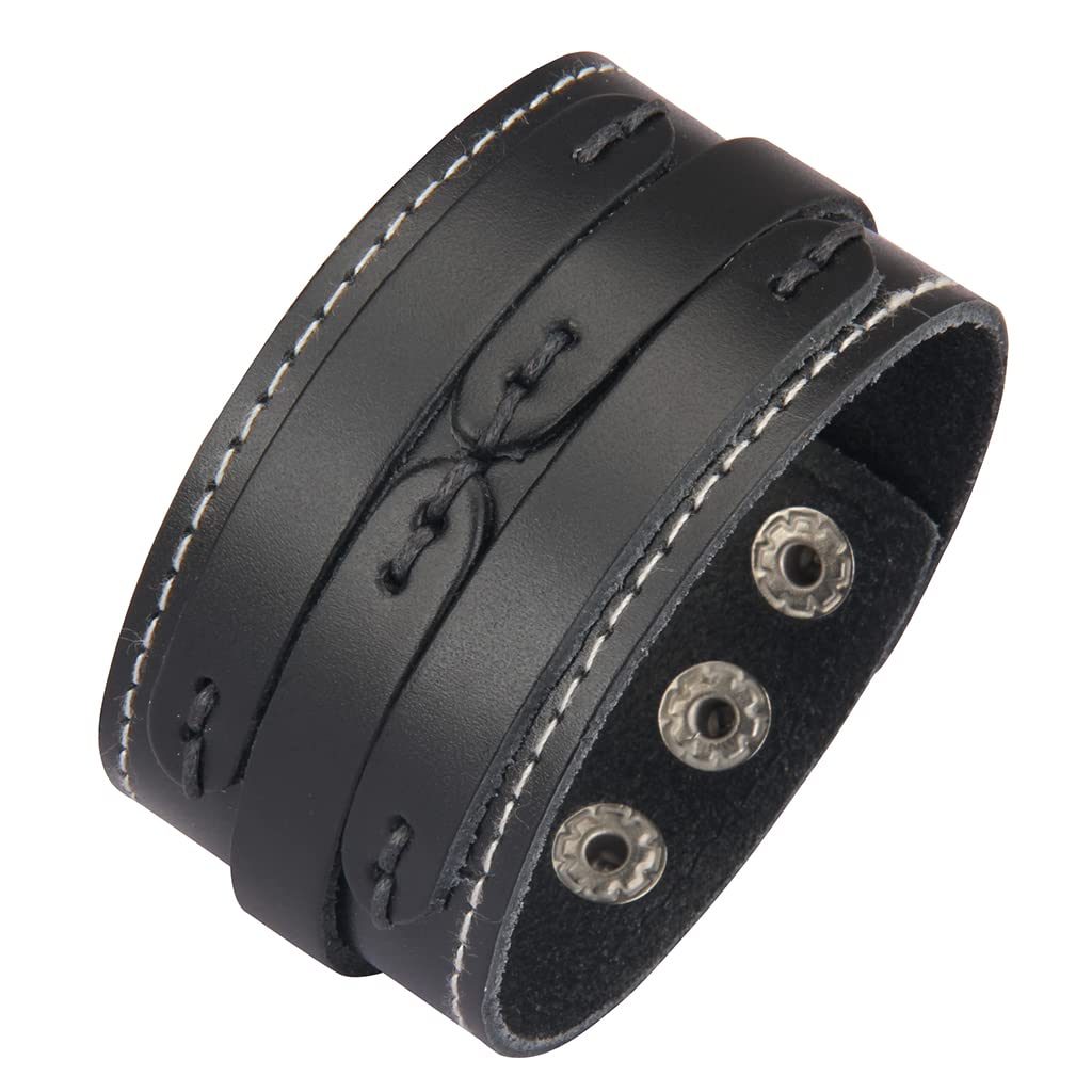 Men's Leather Studded Bracelet - Punk Rock Biker Cuff Bracelet with Metal Studs, Steampunk Viking Gauntlet Style Wristband for Men & Women | Perfect for Motorcycle Riders, Concerts, and Gothic Fashion