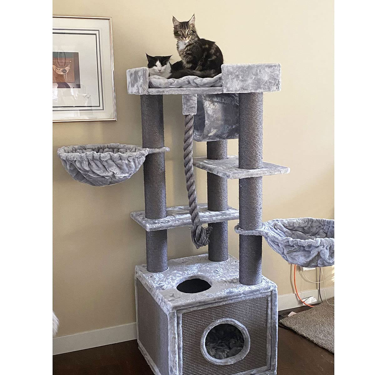 Premium Large Cat Tree for Big Cats - Sturdy Cat Tower with Scratching Posts & Perches, Gray - Perfect for Indoor Cats, Play & Relaxation