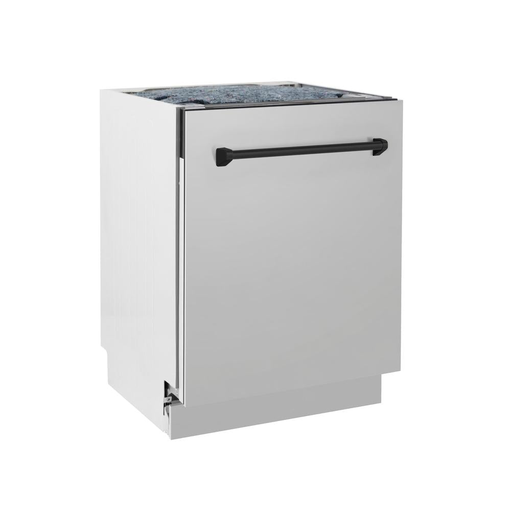 ZLINE Autograph Edition 24-inch 3rd Rack Top Control Tall Tub Dishwasher - Stainless Steel with Matte Black Handle, 51dBa Ultra Quiet (DWVZ 304 24 MB) - Perfect for Modern Kitchens and Open-Concept Homes