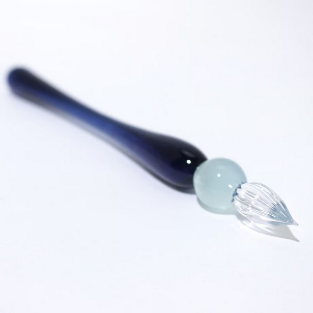 Japanese Glass Dip Pen - Short Navy Blue Calligraphy Pen for Handwriting & Art, Perfect Gift for Writers, Artists & Lettering Enthusiasts - Ideal for Journaling, Scrapbooking & Creative Writing