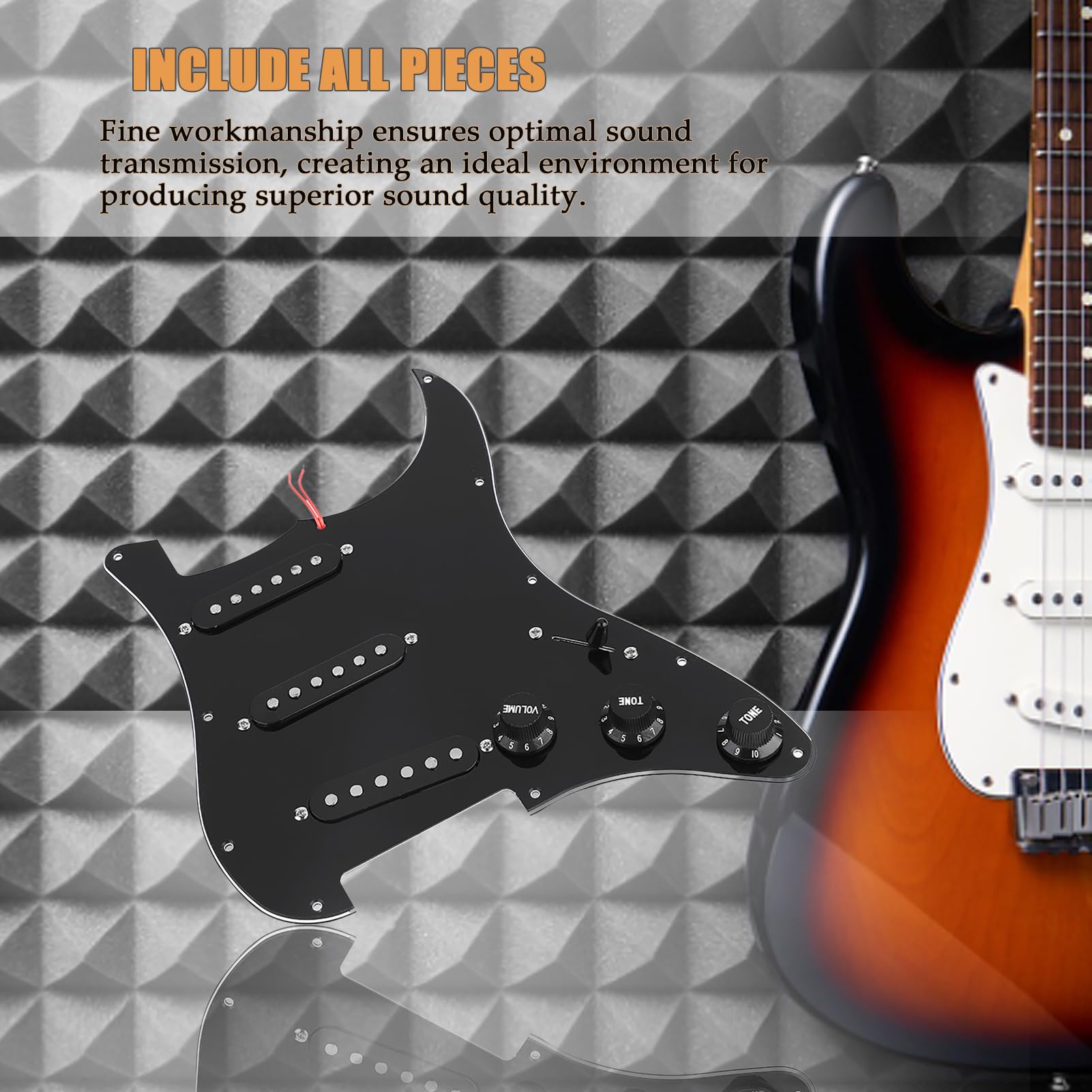 Electric Guitar Hardware Kit - 1 Set DIY Repair Parts for ST Style Guitars | Includes Pickguard, Back Cover & Bridge System | Perfect for Guitar Maintenance, Upgrades & Custom Builds