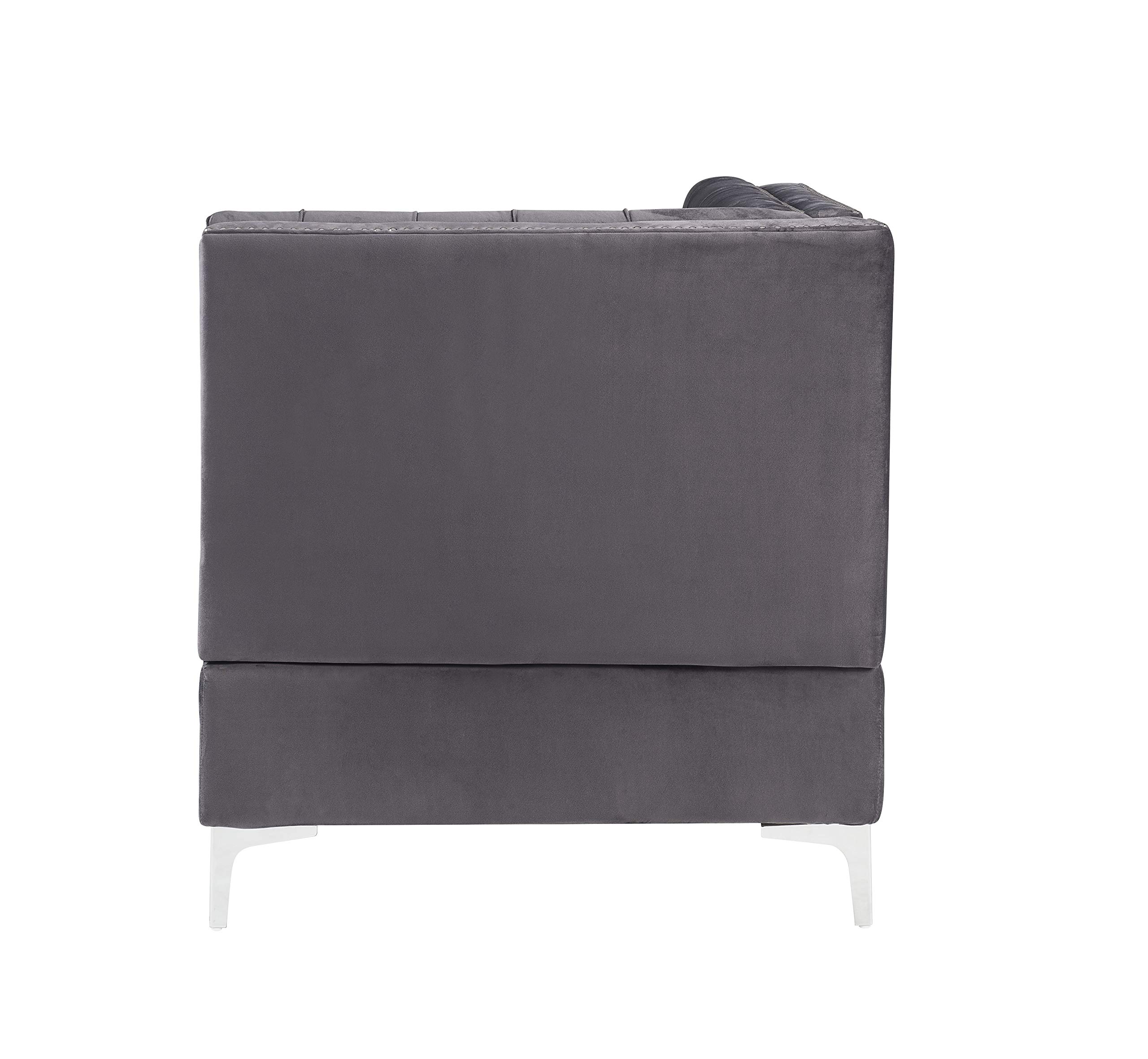 Acme Furniture Jaszira Modular Sectional Sofa Wedge in Gray Velvet - Modern Living Room Seating for Small Spaces & Apartments