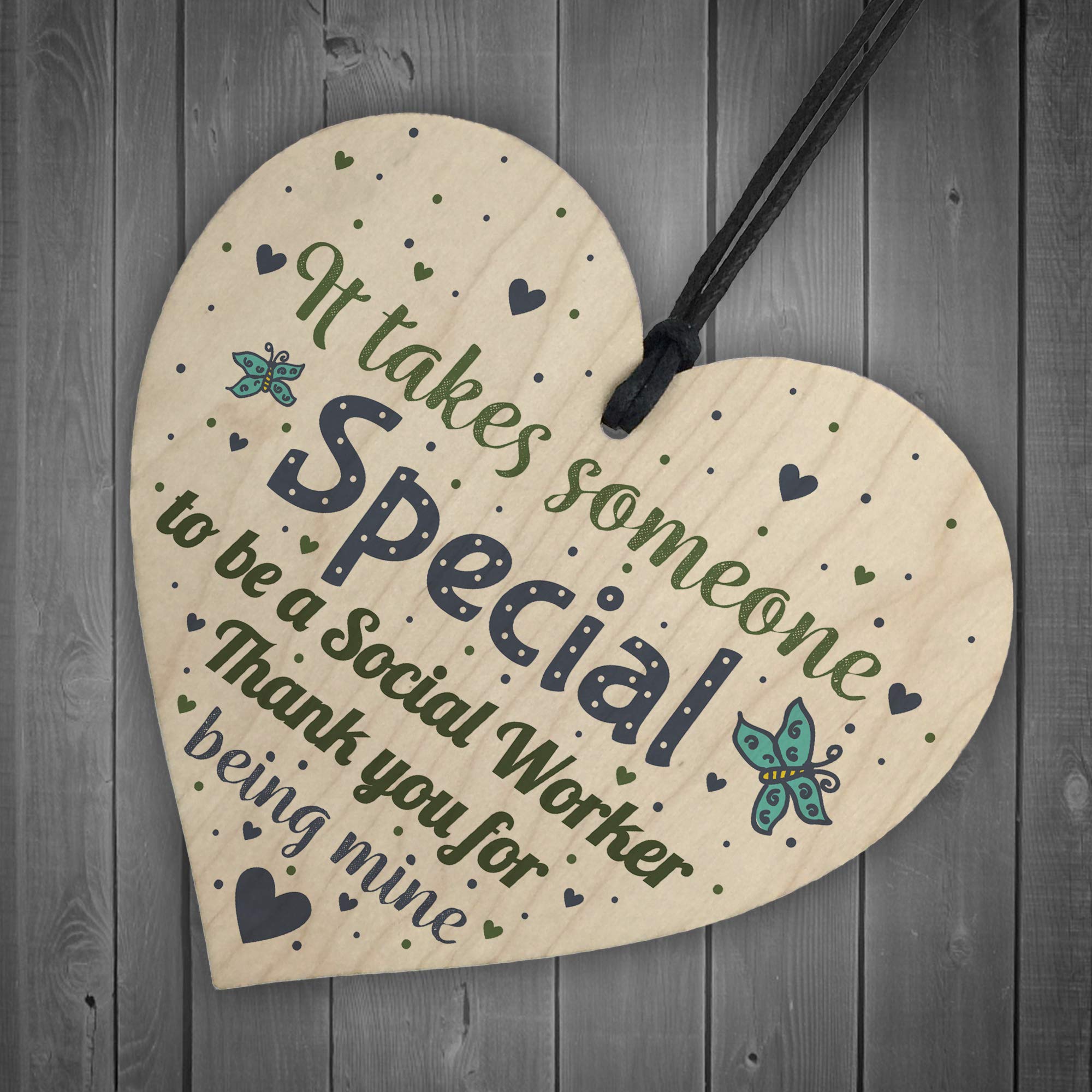 RED OCEAN Social Worker Appreciation Gift - Wooden Heart Keepsake for Thank You, Birthday & Christmas - Perfect for Office Decor, Nurse Gifts & Teacher Appreciation