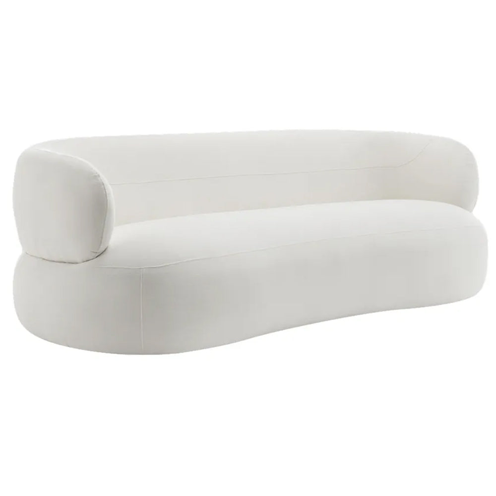 Greenwich 3-Seater Sofa - White Chenille Upholstered Living Room Couch for Modern Home & Apartment Decor