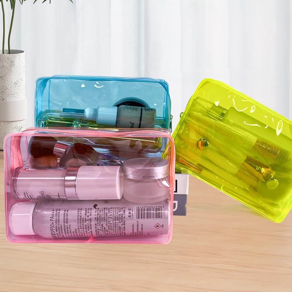 ONEART Clear Cosmetic Bag - Waterproof Travel Toiletry Organizer for Women & Men, Small Makeup Pouch (3 Pack, 7.02