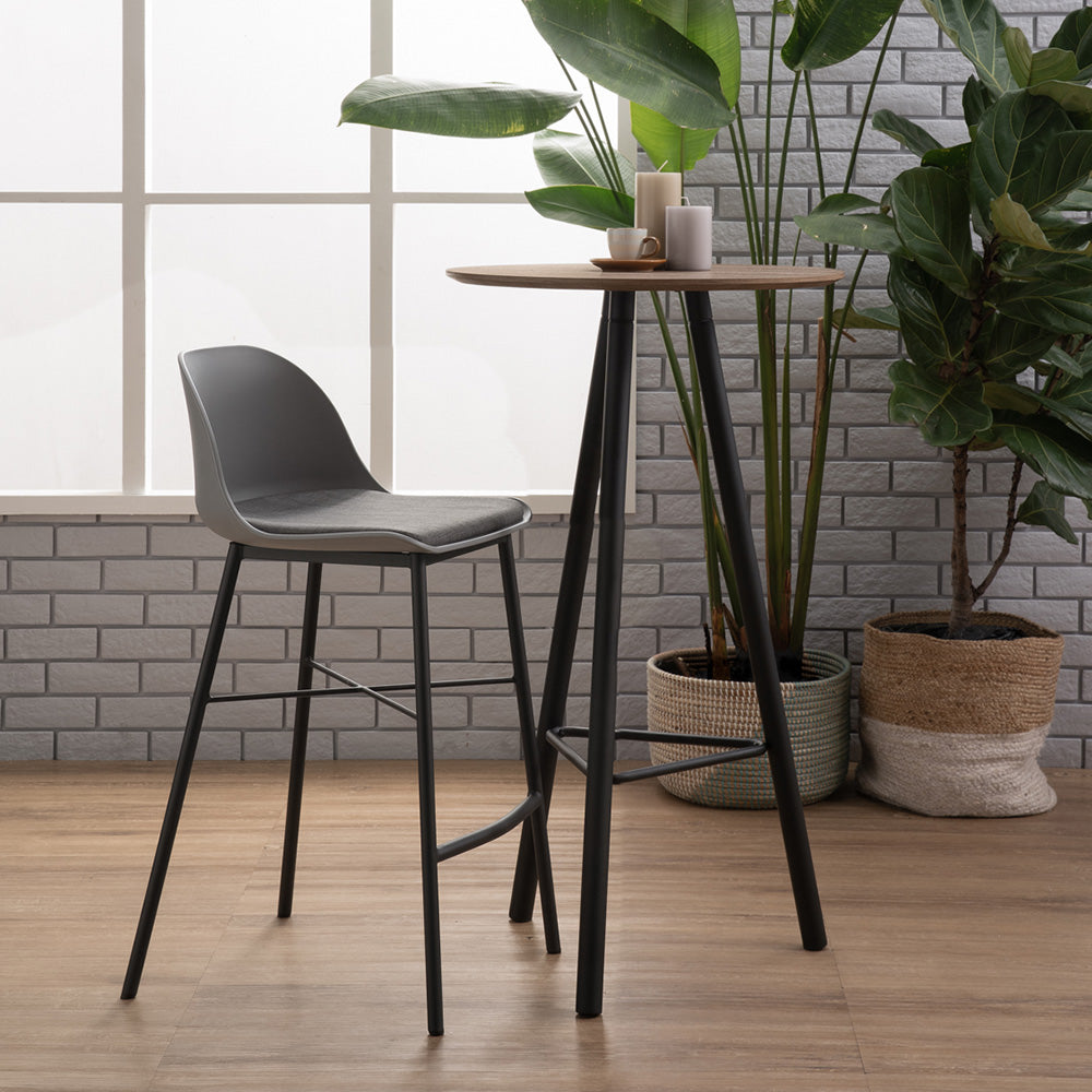LAXMI Counter Stool - Modern Grey & Black Bar Stool for Kitchen Island, Breakfast Nook & Home Bar - Adjustable Height & Comfortable Seating