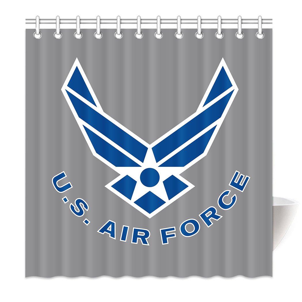 US Air Force Themed Waterproof Shower Curtain Set - 72x72 Inch Polyester Fabric Bathroom Decor with Hooks | Perfect for Military Home, Dorm & RV Bathroom Upgrades
