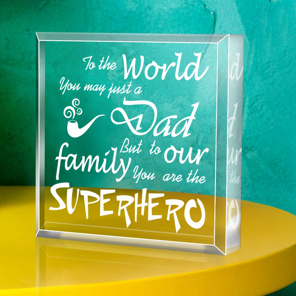 Best Father's Day Gift for Dad - Personalized Superhero Keepsake & Paperweight | Thoughtful Present from Son or Daughter | Perfect for Office Desk, Home Decor, and Special Occasions