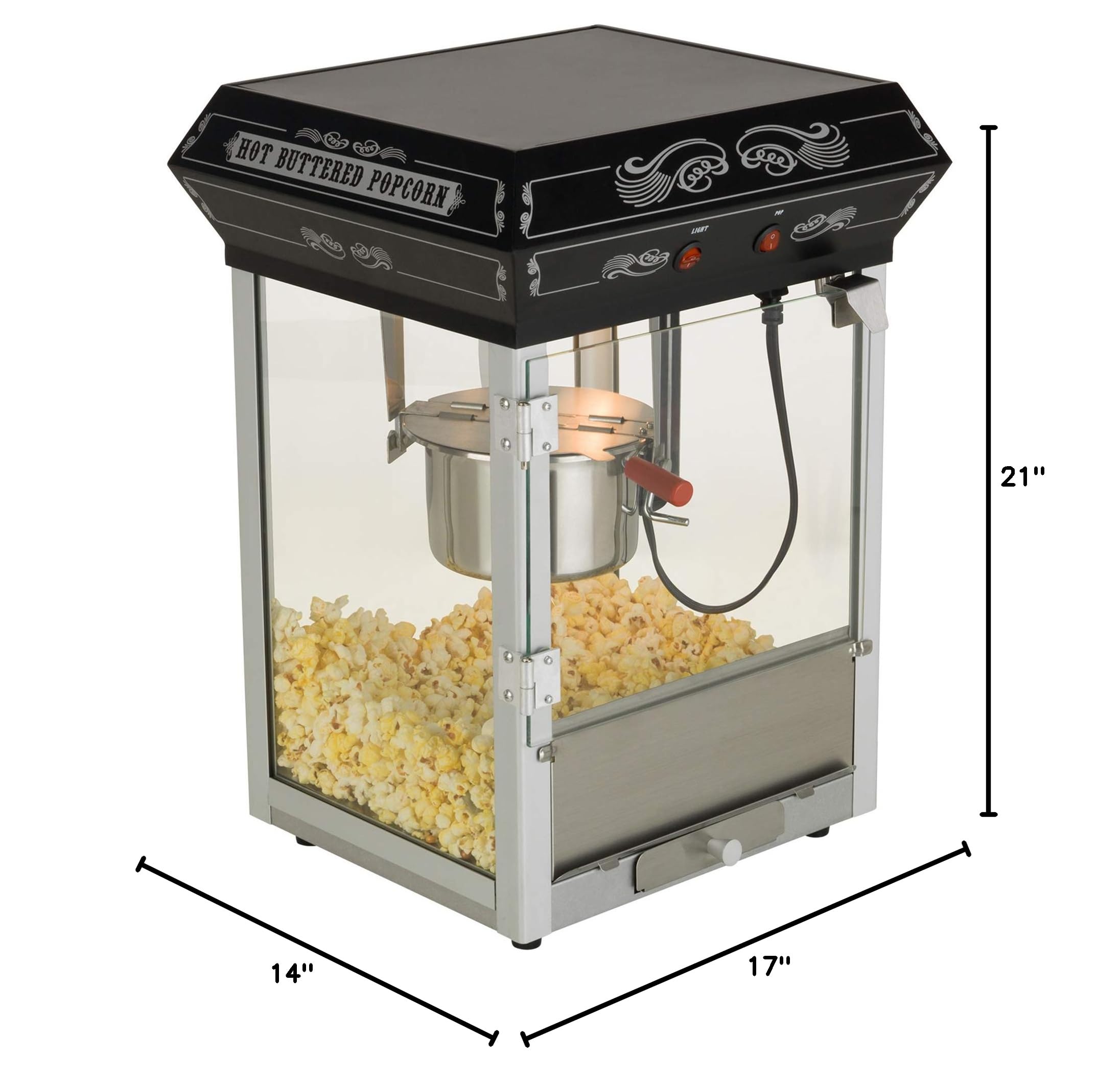 FunTime Carnival Style 4-Ounce Hot Oil Popcorn Machine - Black Commercial Popcorn Maker for Movie Nights, Parties & Events