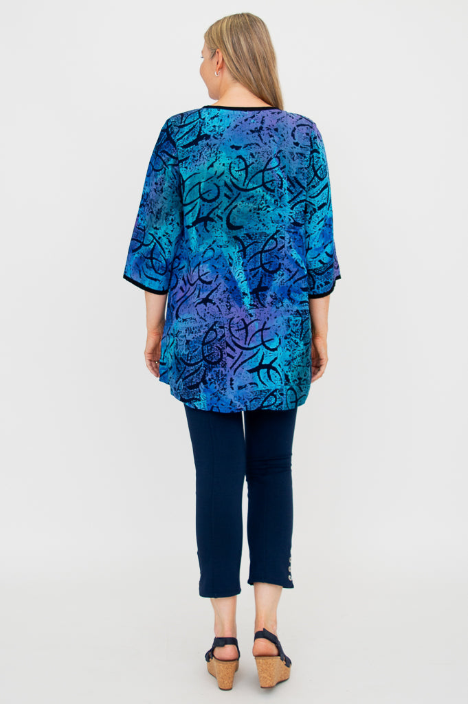 Stylish Kary Blouse in Aqua Batik Print - Perfect for Casual Outings, Office Wear & Summer Fashion