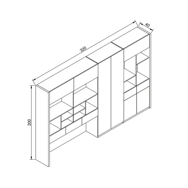 EASTON 3.2M Display Unit in Warm Oak & Black - Modern Shelving for Retail Stores, Boutiques & Home Decor Display