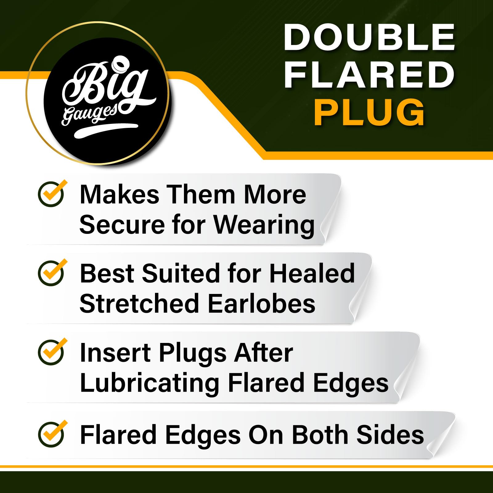 316L Surgical Steel Double Flared Ear Plugs - Polished Solid Flesh Tunnel Earrings for Ear Stretching - Perfect for Body Piercing Jewelry & Lobe Stretching Gauge Kit