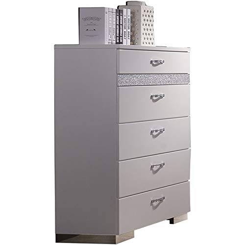 Acme Naima II 6-Drawer White Dresser Chest - Perfect for Bedroom Storage & Organizing Clothes, Accessories, and Linens