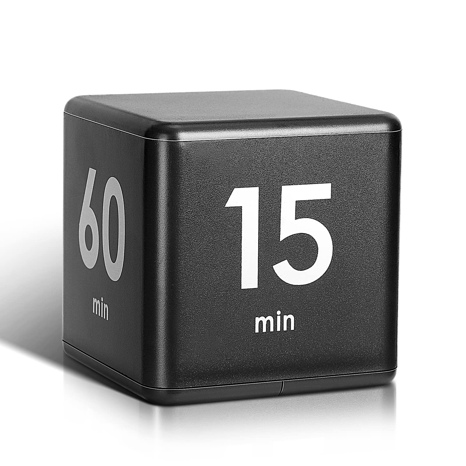 Weewooday Cube Timer Block - ADHD Focus Timer with Gravity Sensor for Productivity, Workouts & Learning - 15/20/30/60 Minute Countdown - 2.6 Inch Black Desk Timer for Kitchen, Office & Study Time Management