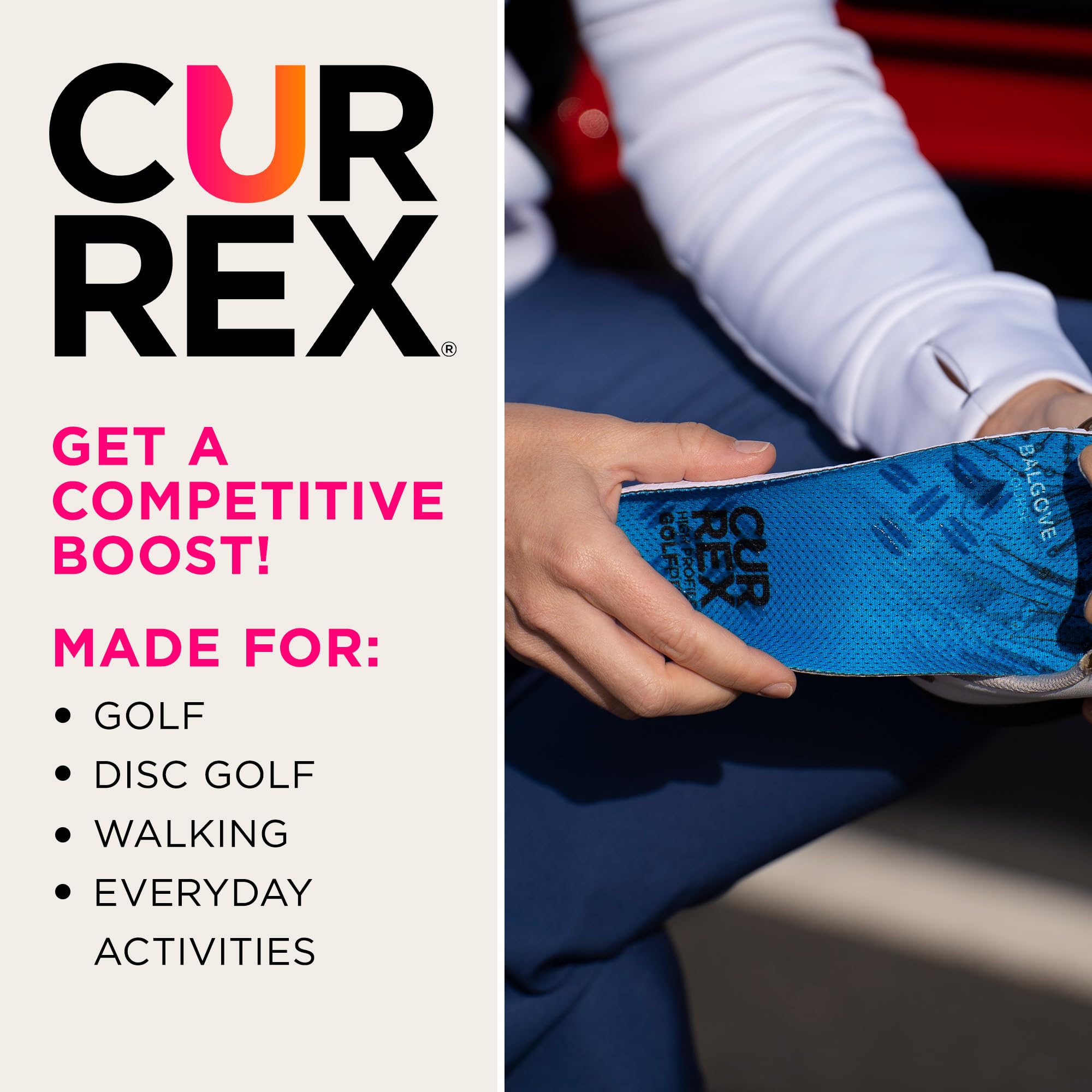 **CURREX GolfPro Insoles for Golf Shoes – Arch Support Insoles for Men & Women – Improve Balance, Stability & Comfort – Relieve Foot & Heel Pain – Low Arch Support – Perfect for Walking, Running & Golfing**