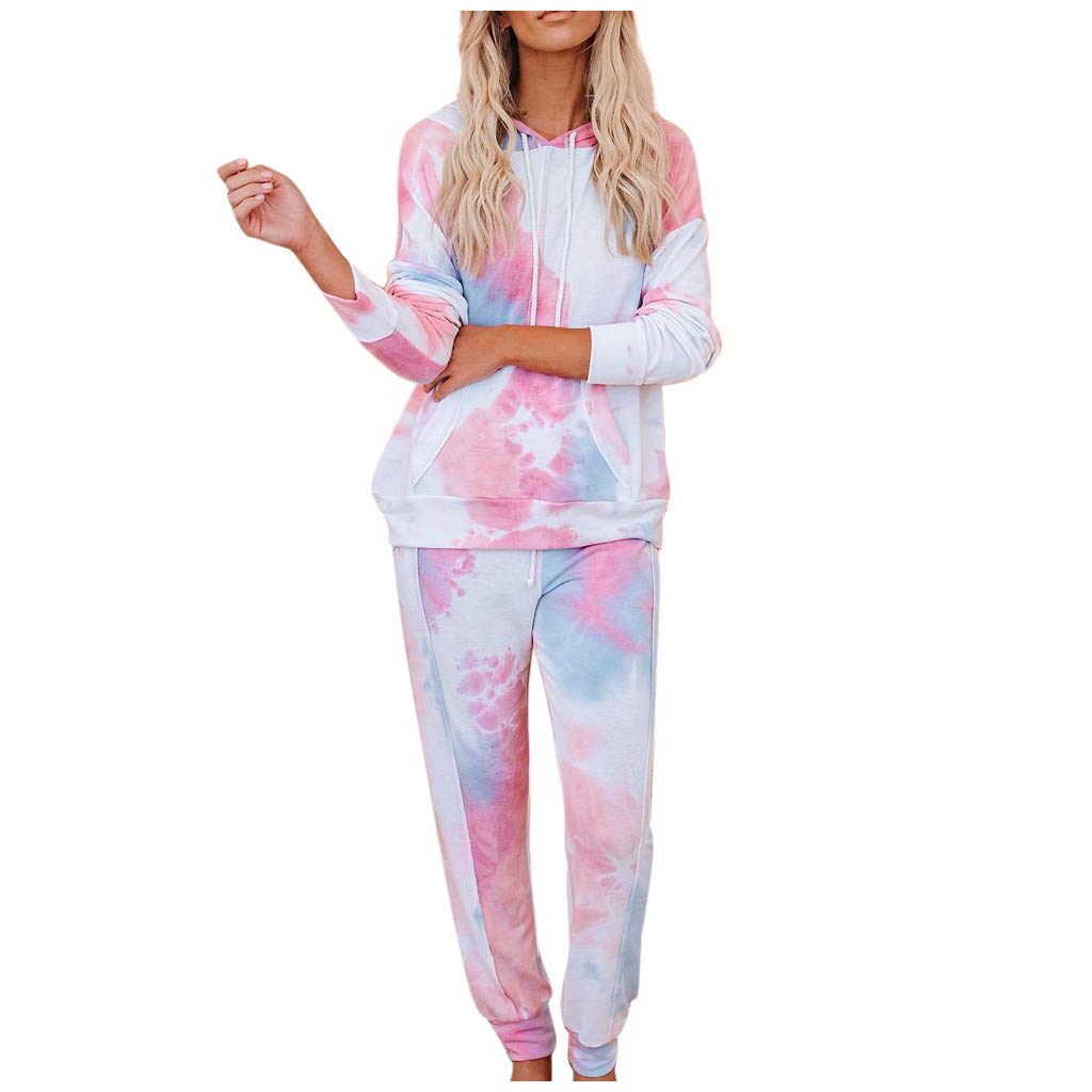 Women's 2-Piece Tie Dye Hoodie and Jogger Set - Casual Lounge Wear & Workout Outfit for Women - Matching Tracksuit for Gym, Yoga, and Everyday Comfort