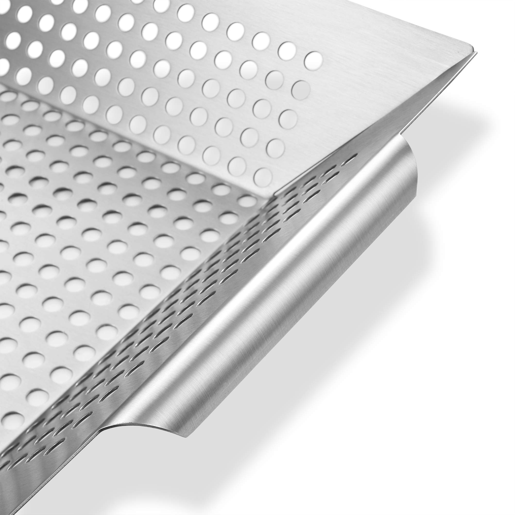 Stainless Steel BBQ Grill Basket for Vegetables - Heavy Duty Grill Wok Pan Tray for Outdoor Cooking, Camping & Backyard Barbecue - Perfect for Grilling Zucchini, Peppers, Onions & More