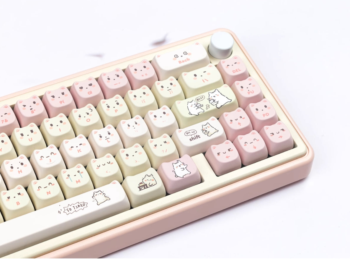 Little Lazy Cat Keycap - Cute Cat-Shaped MAO Keycap Set with Heat Sublimation for Mechanical Keyboards | Perfect for Gaming, Typing & Custom Keyboard Builds
