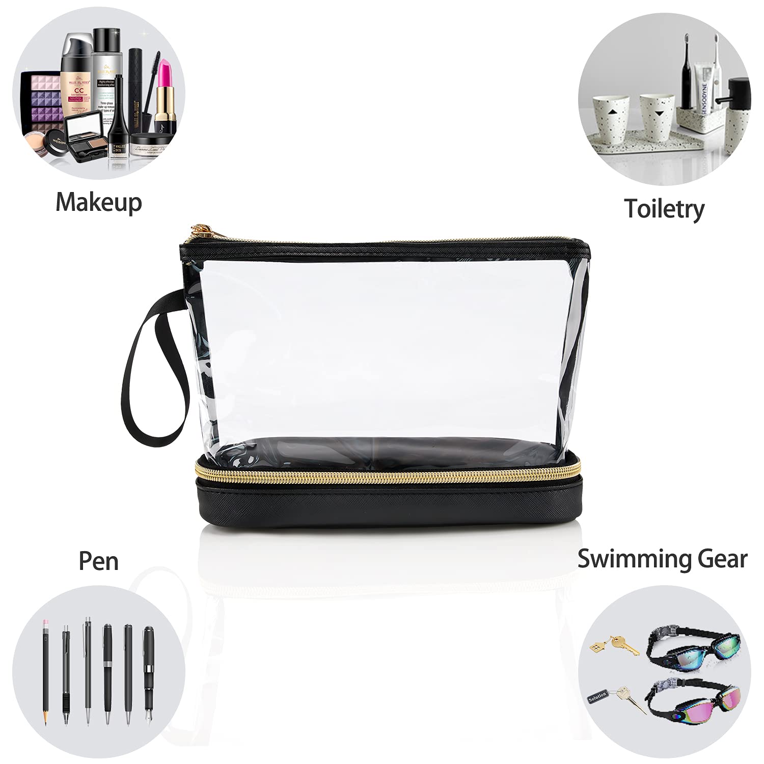 Ethereal Travel Makeup Bag - Clear TSA Approved Cosmetic Organizer | Waterproof Toiletry Pouch for Women | Perfect for Air Travel, Gym & Daily Essentials Storage
