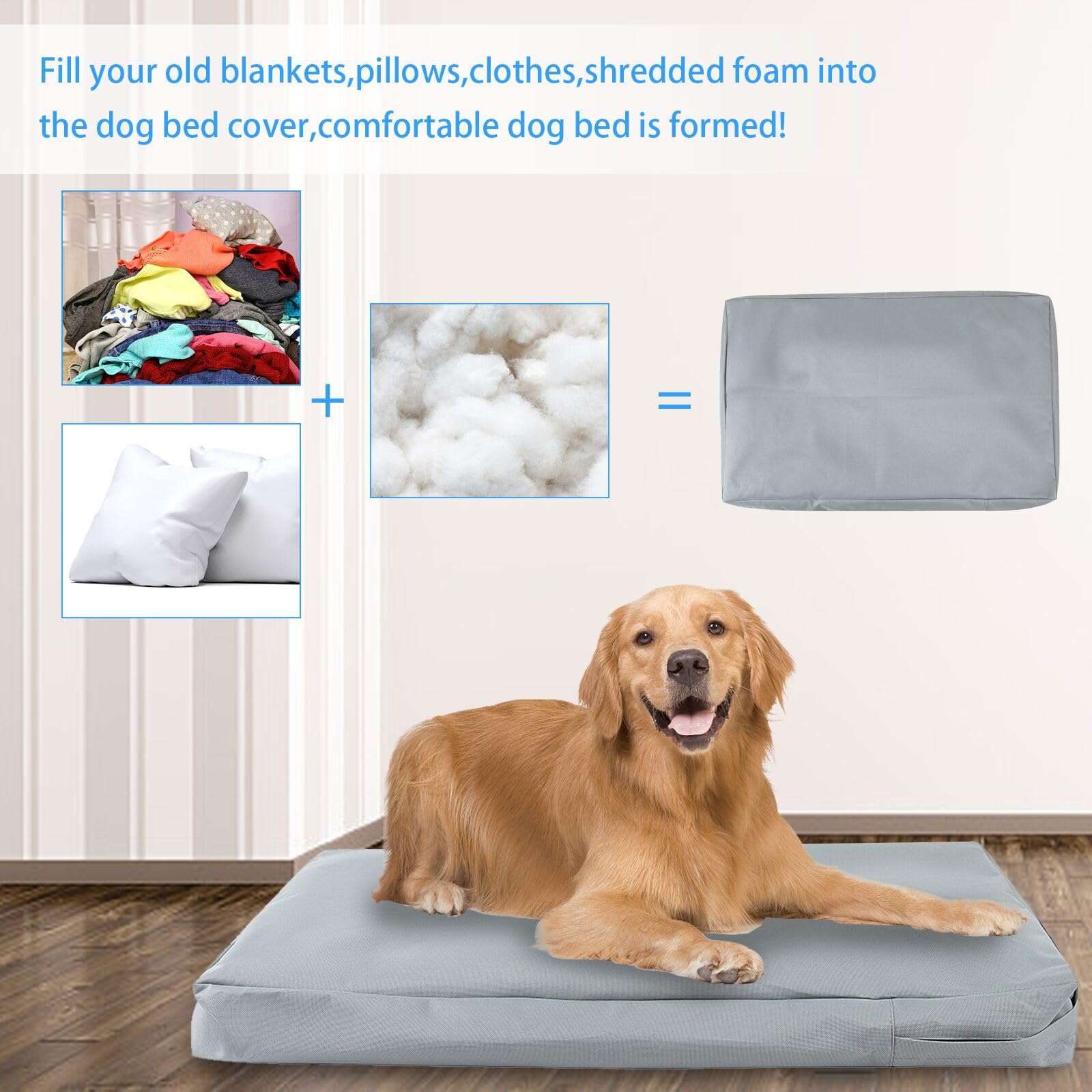 Waterproof Dog Bed Cover with Zipper - Washable Oxford Fabric Pet Crate Pad Replacement - Easy to Remove Hair Resistant - Gray #1 (40 x 27 x 4 Inches) - Perfect for Indoor Dog Crates, Kennels & Sofa Protection