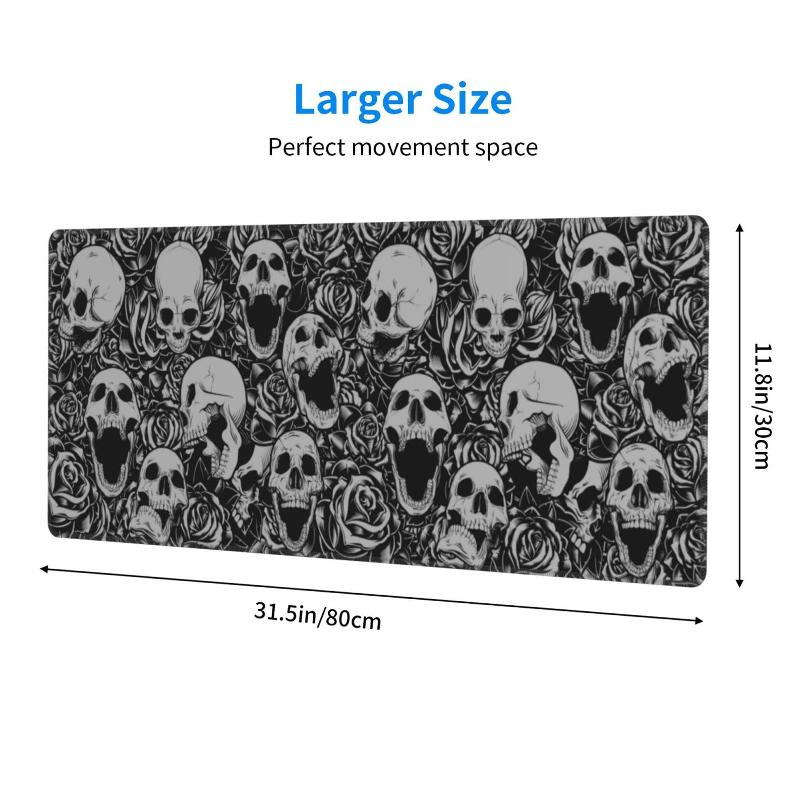 Skulls and Roses Design Gaming Mouse Pad - Extra Large (31.5
