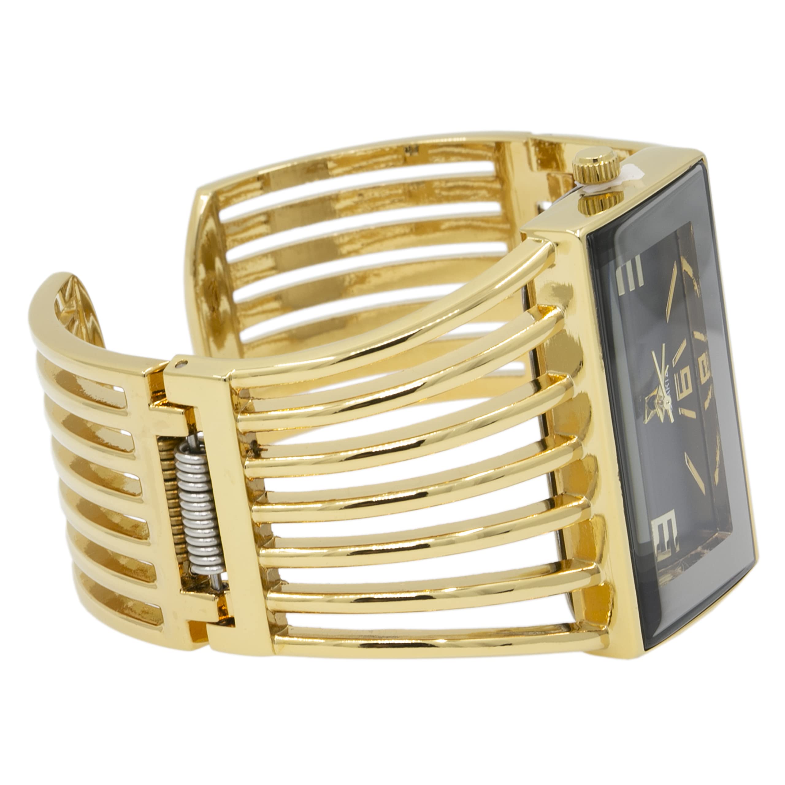 Blekon Collections Women's Fashion Watch - Stylish Rectangular Analog Quartz Wristwatch with Semi Cuff Bangle Design | Perfect for Office, Party, and Everyday Wear
