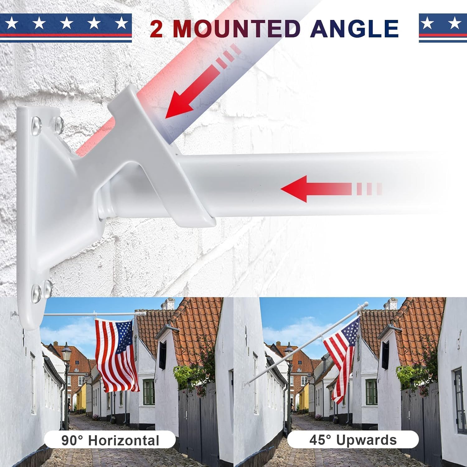 3x5 American Flag with 6ft Tangle-Free Flag Pole Kit - Outdoor Residential Flag Set Includes Embroidered US Flag, Holder Bracket & White Pole for House, Porch, Yard - Perfect for Patriotic Home Decor & Outdoor Display
