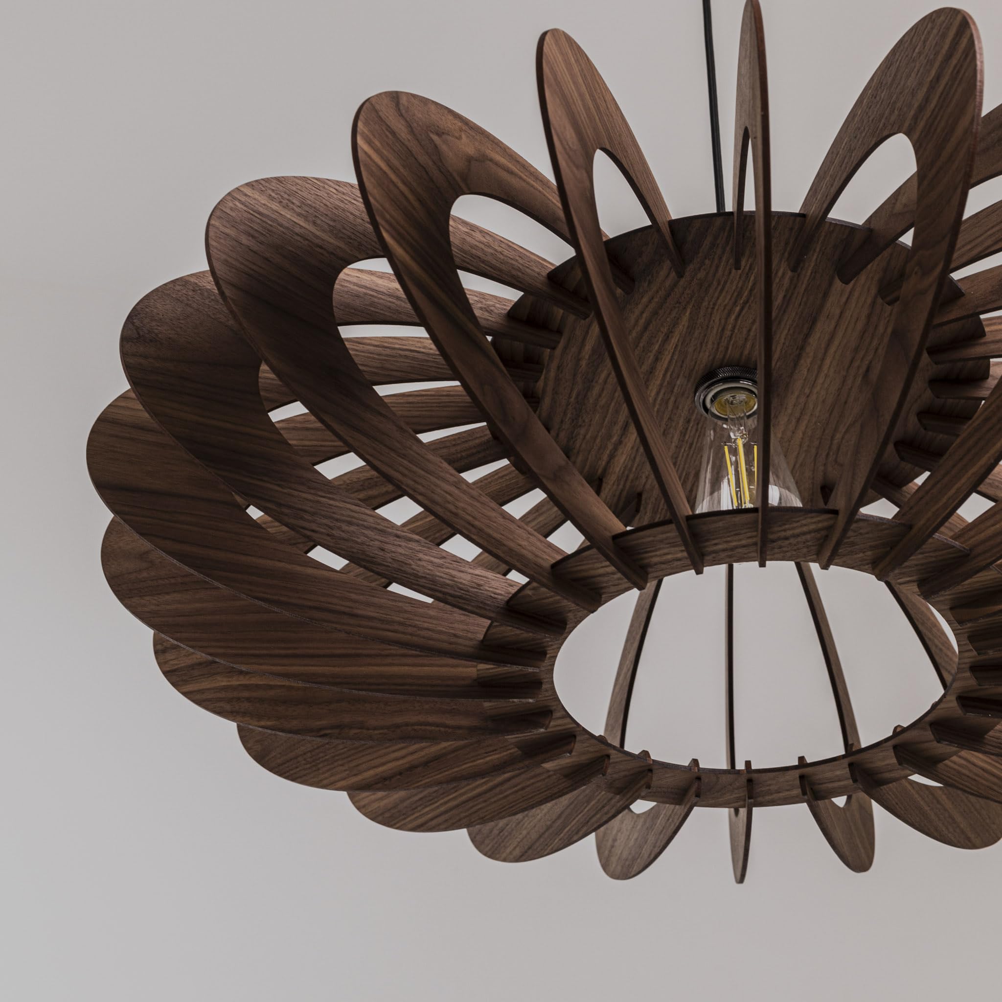 Modern Wooden Ceiling Light Fixture - Handcrafted Wood Pendant Chandelier for Dining Room, Bedroom & Living Room - Unique Rustic Lighting Decor for Home & Office