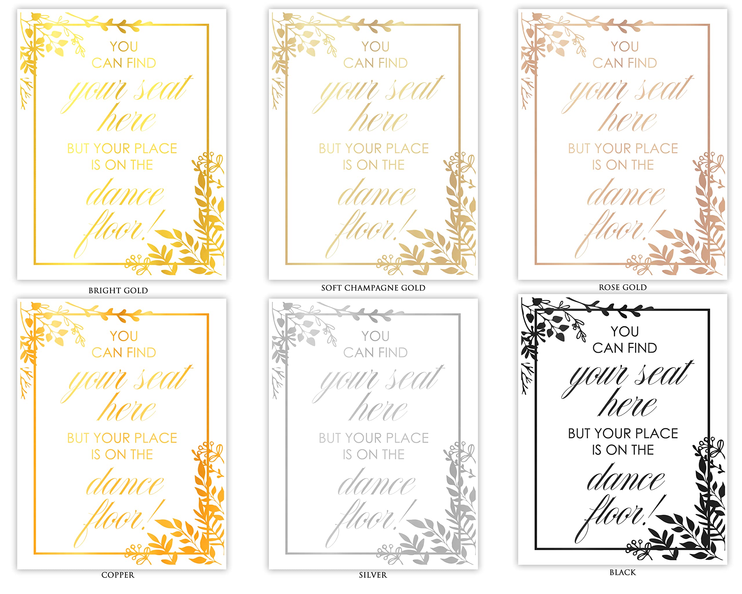 Gold Foil Wedding Sign - Find Your Seat Sign for Reception Decor, Unframed Floral Seating Chart Poster | Elegant Wedding & Event Decorations for Dance Floor, Guest Tables, Photo Backdrops