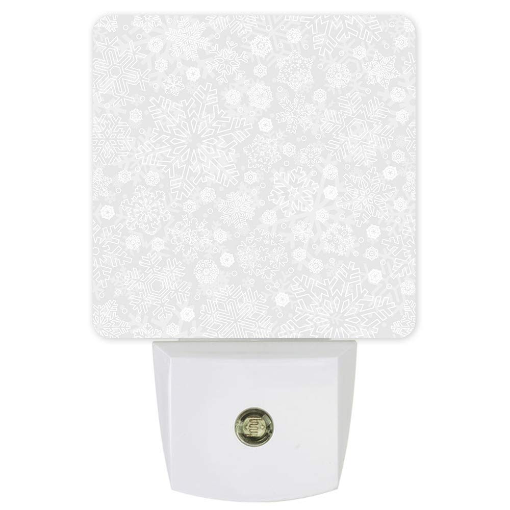 Snowflake LED Night Light Plug-in with Dusk-to-Dawn Sensor - Grey Christmas Decorative Light for Kids Room, Nursery, Bedroom, Bathroom, Hallway & Stairs - Perfect for Nighttime Safety and Cozy Home Decor
