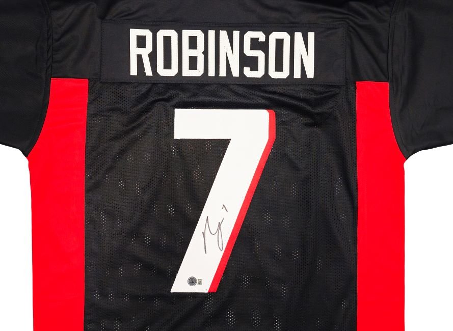 Bijan Robinson Autographed Atlanta Falcons Black Football Jersey - Limited Edition BAS ITP - Perfect for Collectors, Fans, and Sports Memorabilia Displays