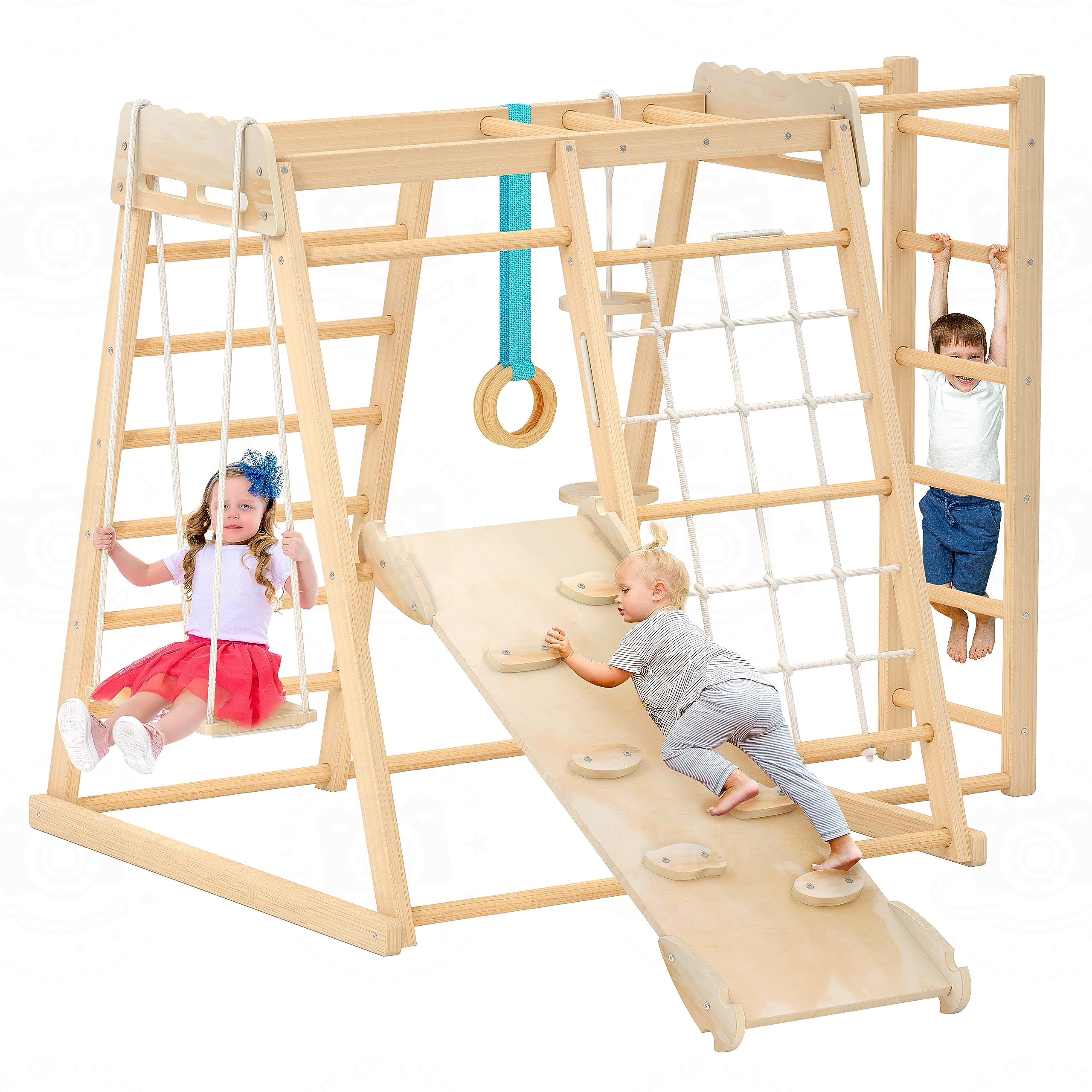 Jungle Gym for Toddlers - Indoor & Outdoor Montessori Climbing Toy Set with Slide, Climbing Wall, Rope Climber, Monkey Bars & Swing | Backyard Playground Equipment for Kids' Active Play & Motor Skill Development