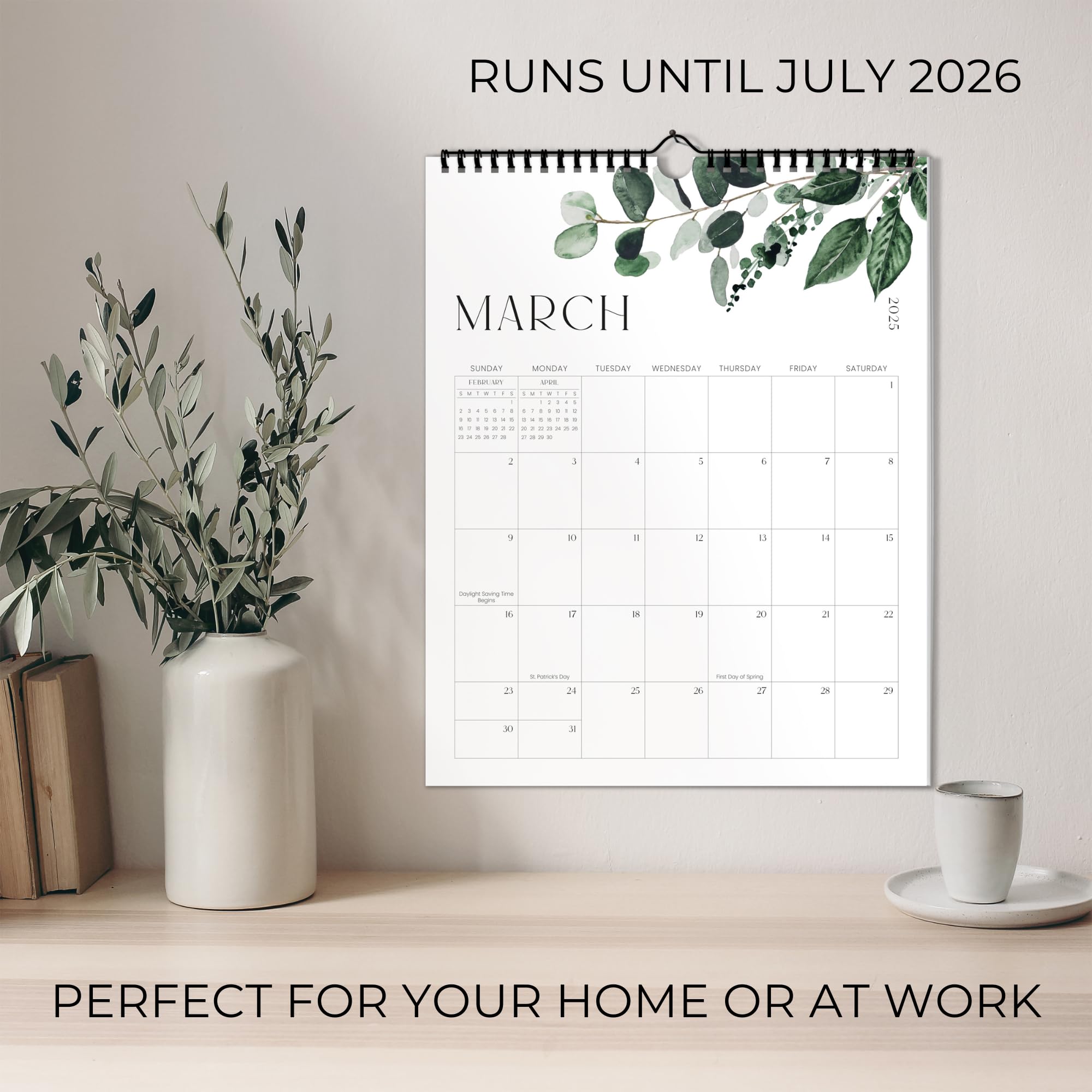 2025-2026 Modern Greenery Wall Calendar | January 2025 to July 2026 | Stylish Home & Office Planner | Perfect for Scheduling, Organization & Decoration | Ideal for Home, Office, Classroom & Gift Giving
