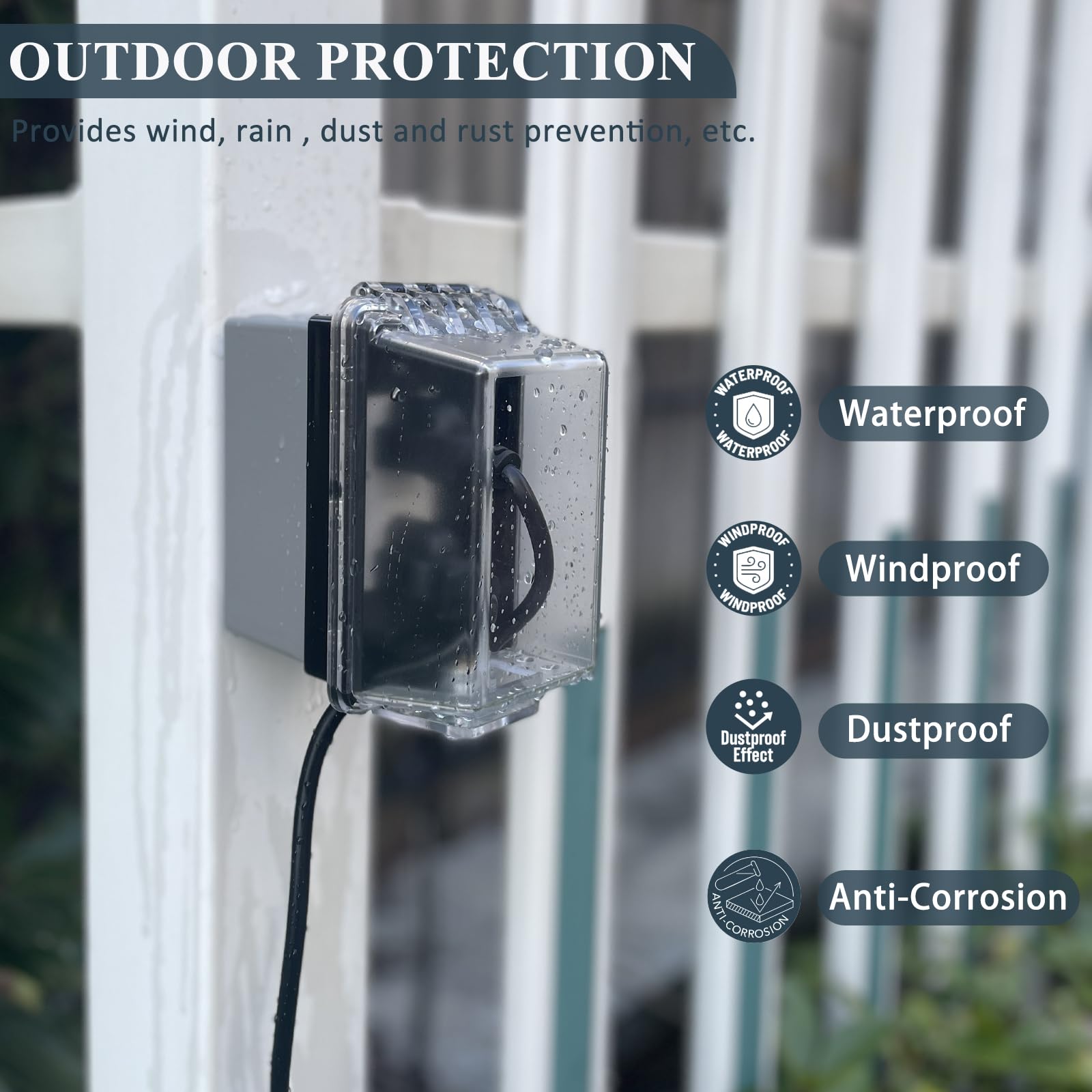 Weatherproof Electrical Outlet Cover with Lock - Baby Proof Outlet Lock Box for Indoor & Outdoor Use - Universal Fit for 2.6
