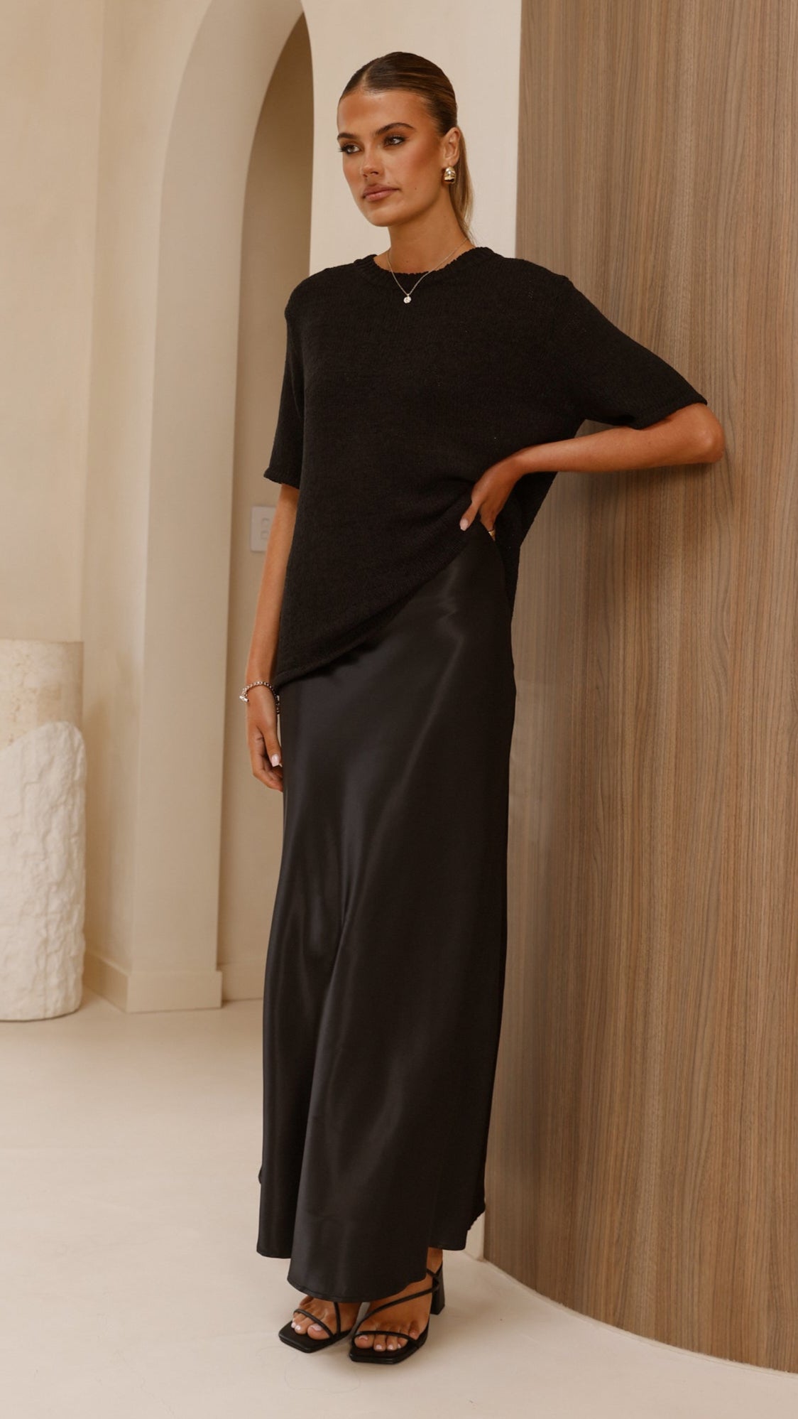 Amara Knit Top for Women - Soft Stretch Comfortable Black T-Shirt | Casual Wear, Layering, Everyday Outfits