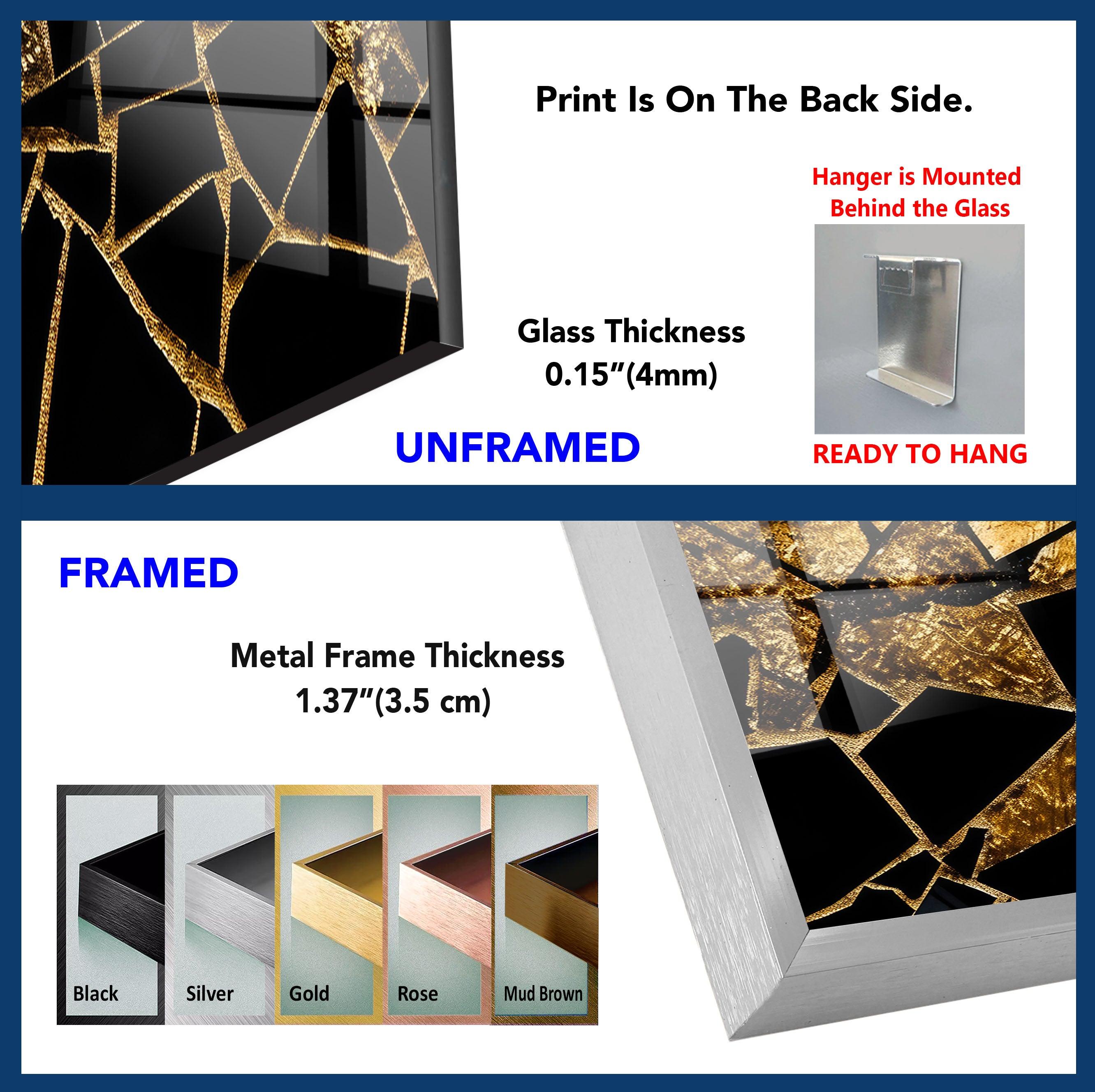 Elegant Black and Gold Stained Glass Wall Art - Handcrafted Marble Mosaic Decor for Living Room, Bedroom, or Office - Perfect for Home & Interior Design