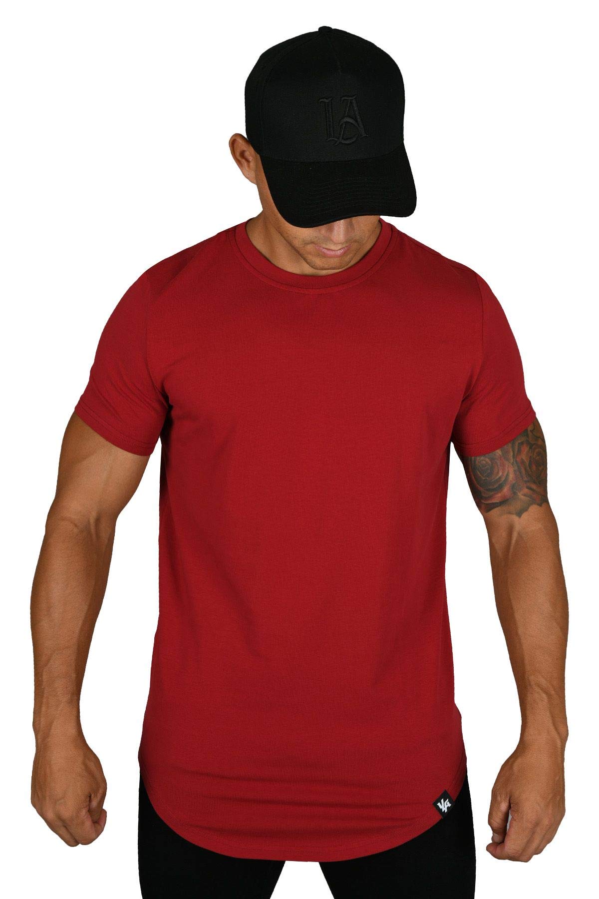 YoungLA Men's Slim Fit Long Drop Cut T-Shirt - Workout & Gym Essential - Moisture Wicking Breathable Fabric for Training, Running & Casual Wear