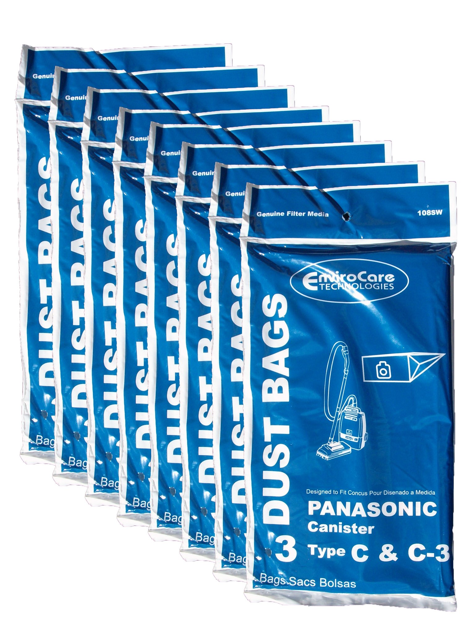 Panasonic C-3 Allergy Vacuum Bags (24 Pack) - Compatible with MC-125P, MC771, MC772, MC8310, MC8320 & MC8330 Canister Vacuums - HEPA Filtration for Dust Mites & Allergens - Ideal for Pet Hair, Home Cleaning & Allergy Relief