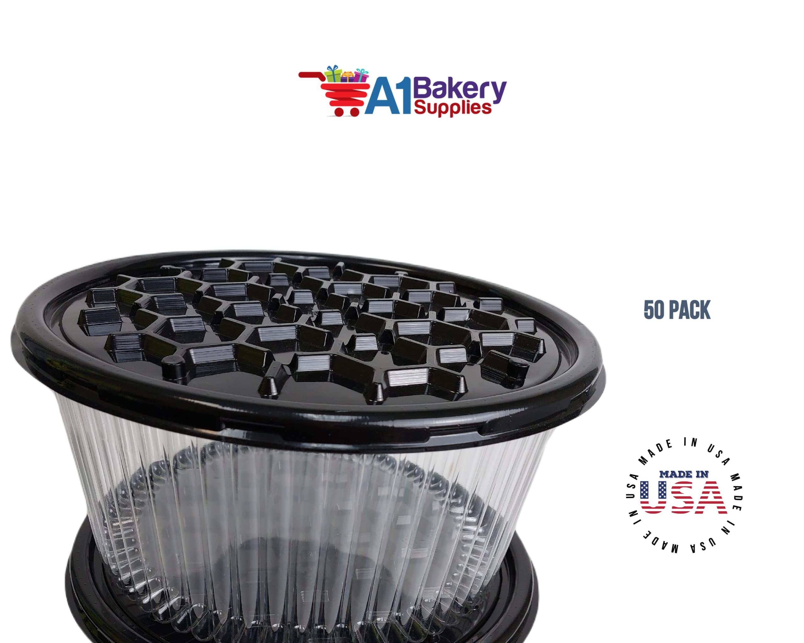 A1 Bakery Supplies 10-11 Inch Clear Cake Dome with Base - 50 Pack Double Layer Display & Storage Container for Wedding, Birthday, and Dessert Showcase