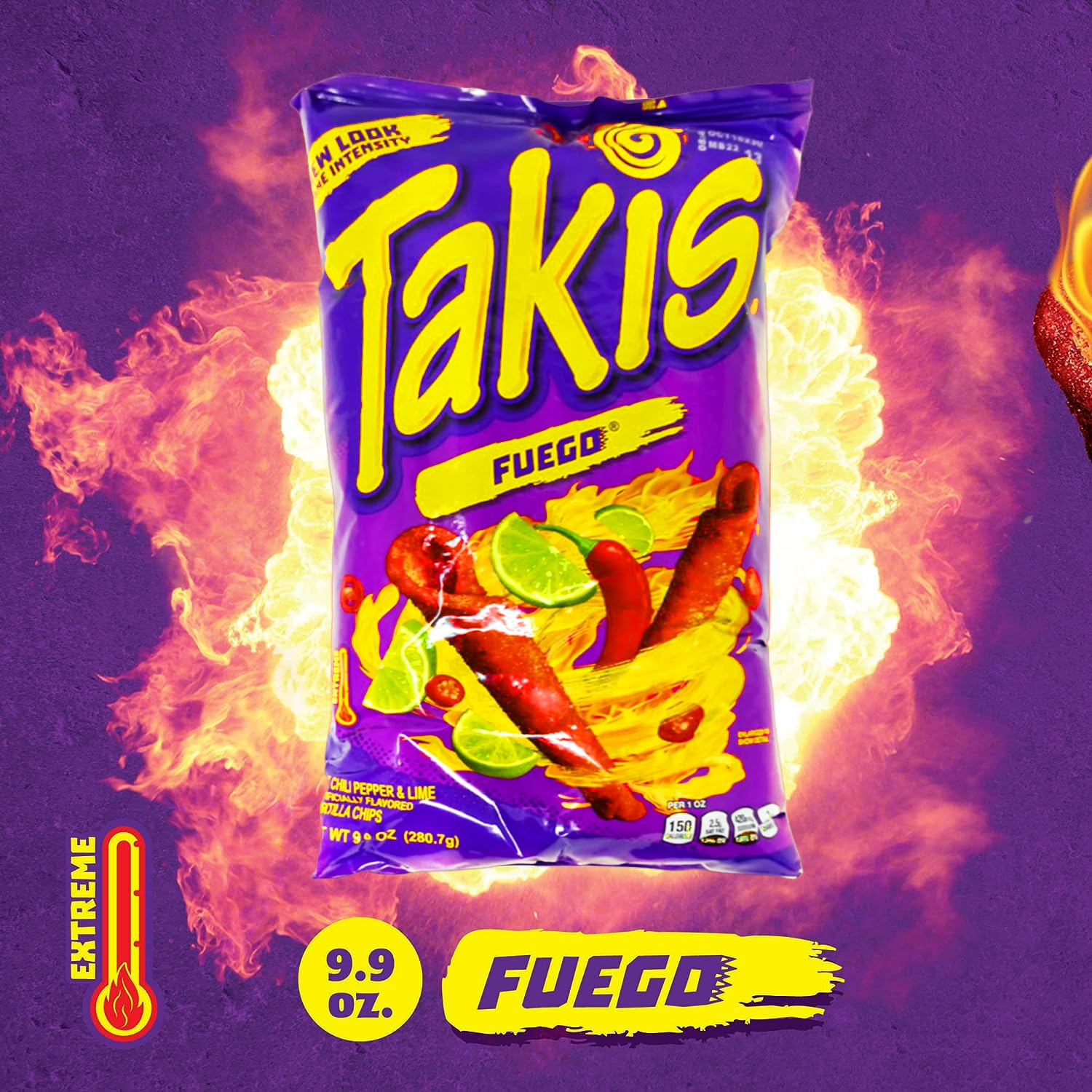 Takis Fuego Hot Chili Pepper & Lime Flavored Corn Snacks - 2 Pack (9.9 oz Each) | Spicy Mexican Style Corn Chips | Perfect for Parties, Movie Nights & Snack Time