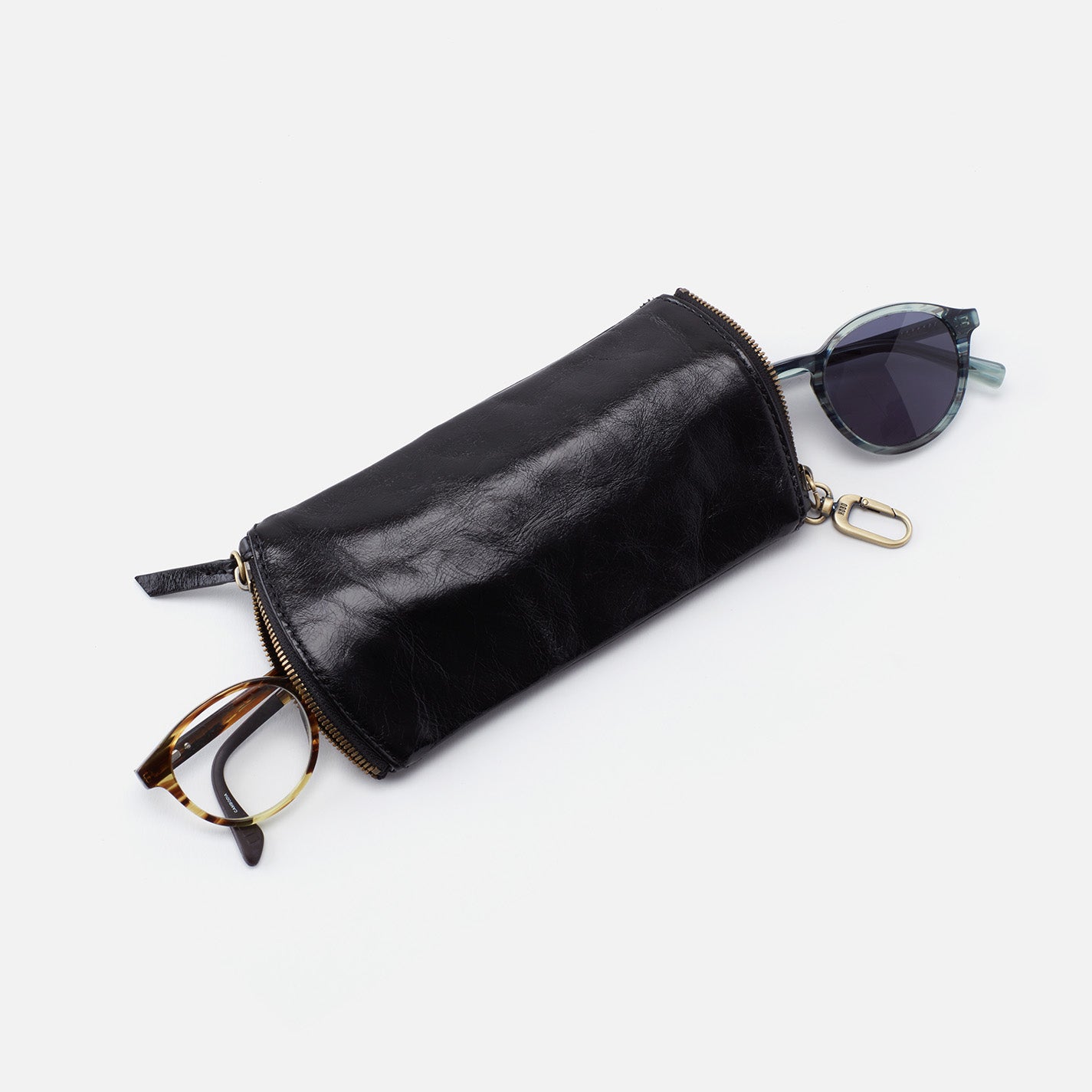 Premium Polished Leather Double Eyeglass Case - Black | Durable & Stylish Eyewear Storage for Travel, Work & Everyday Use