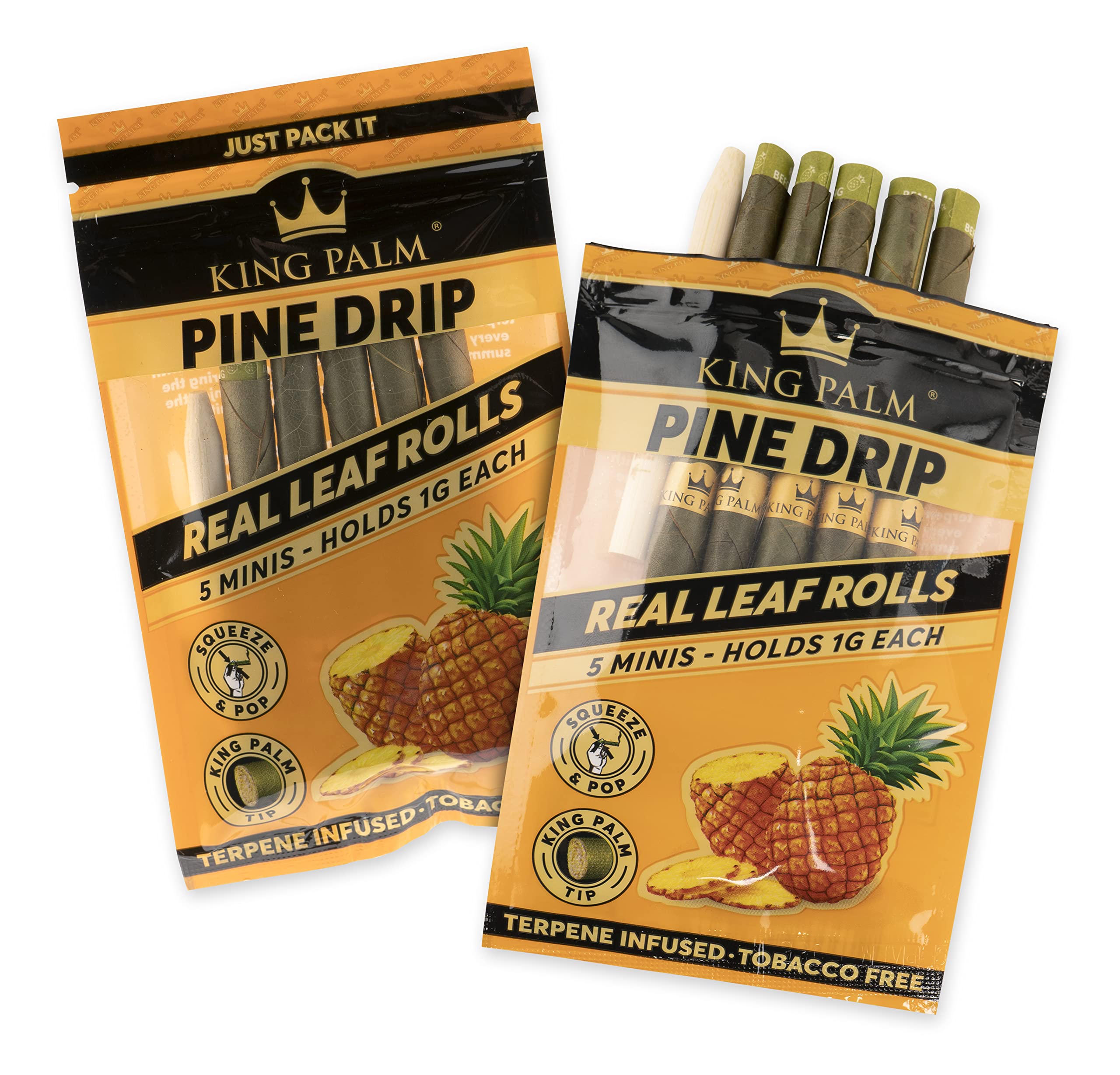 King Palm Mini Size Pre-Rolled Cones - Natural Palm Leaf Organic Pre Rolls with Pine Drip Flavor (2 Packs of 10) - Perfect for Relaxation, Social Gatherings & Outdoor Activities