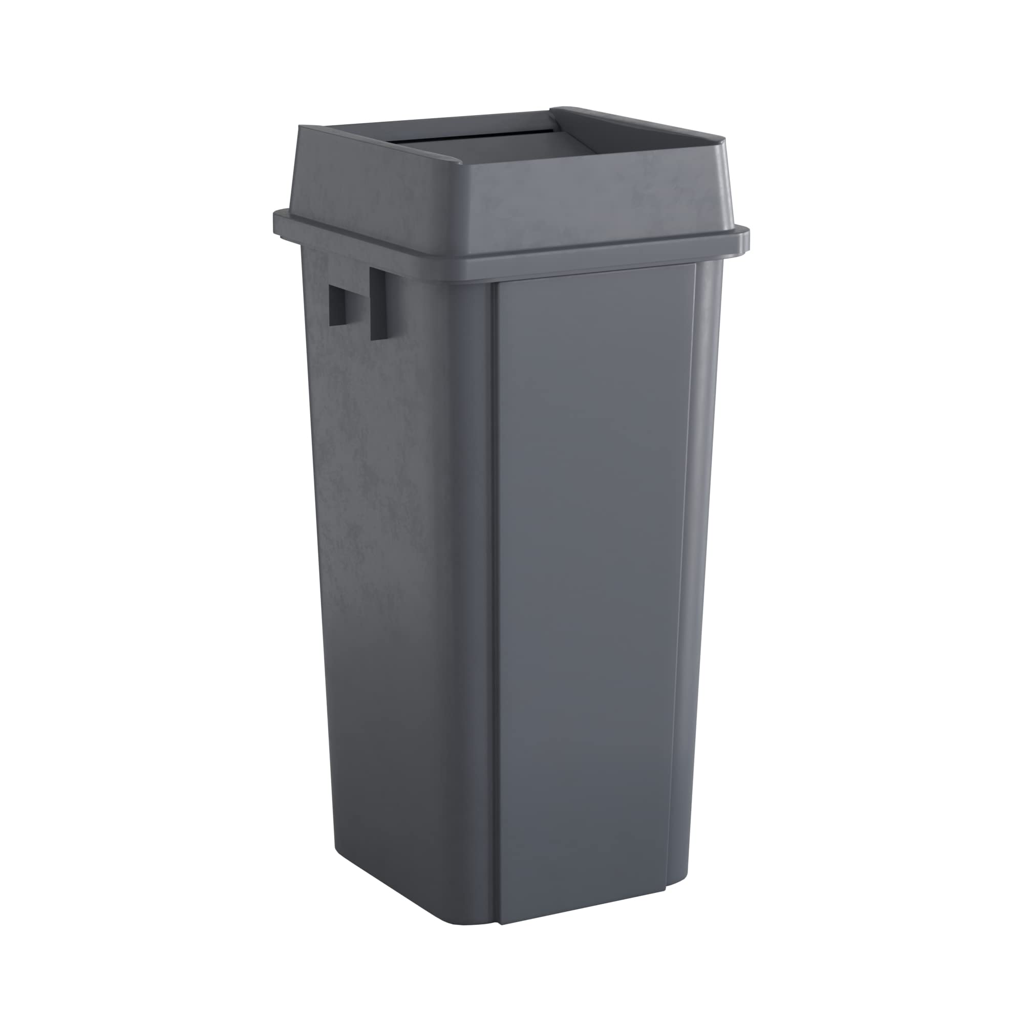 23 Gallon Grey Square Commercial Trash Can with Lid - Heavy Duty Waste Bin for Office, Restaurant & Kitchen Use