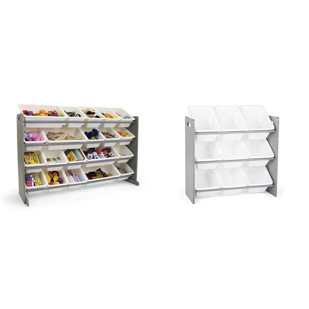 Humble Crew Extra-Large Kids Toy Storage Organizer with 20 Bins - Universal Toy Box for Playroom & Bedroom Organization (Grey/White, 24 Inches Tall) - Perfect for Storing Toys, Books & Kids Supplies
