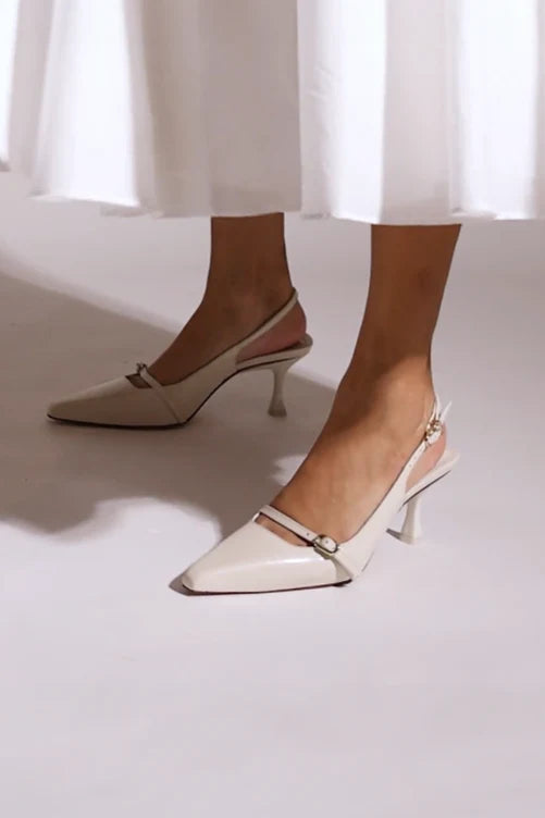 Ivory Leather Ines Pump - Elegant Women's Heels for Work, Parties & Weddings | Comfortable & Stylish Dress Shoes