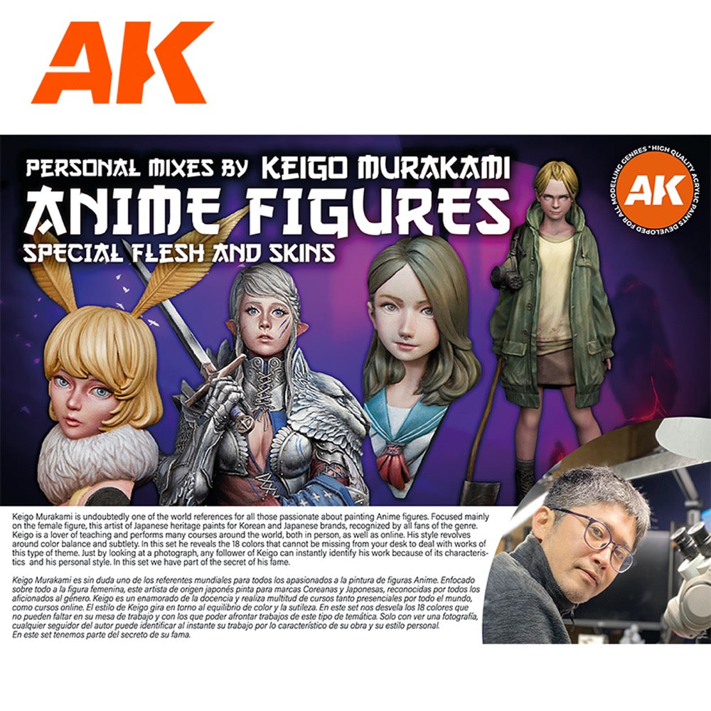 AK Interactive AK11765 Keigo Murakami Signature Anime Figure Paint Set - High-Quality Personal Mixes for Anime Model Painting, Perfect for Collectors & Hobbyists (Ideal for Figure Customization & Display)